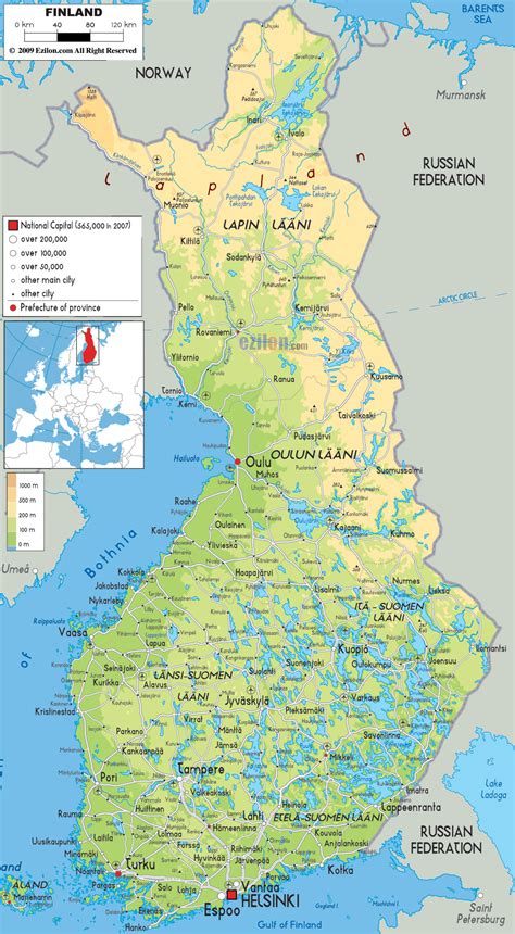 finlandia mapa fizyczna
